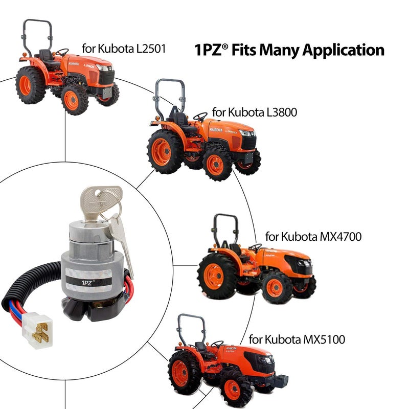1PZ مفتاح تشغيل 1PZ KL2-K01 لجرار كوباتا L2501 L2600 L2800 L3000 L3200 L3400 L3700 L3800 L4300 L4400 MX4700 MX5000 MX5100 TC020-31820 TC020-31822 - Image 5